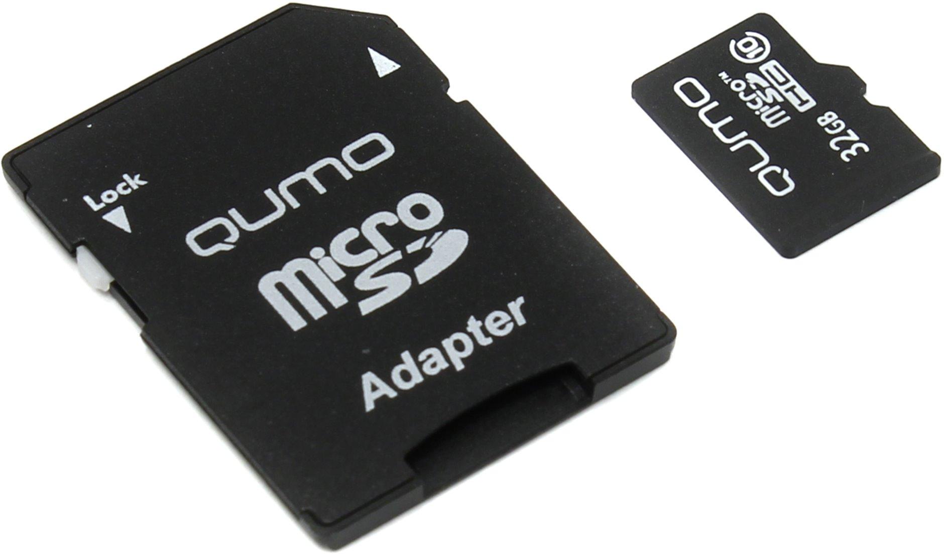 

Карта памяти 32Gb microSDHC Qumo Class 10 + адаптер, QM32GMICSDHC10