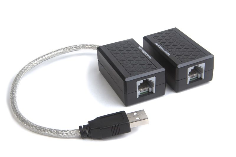 Адаптер-удлинитель USB 2.0(AM)-USB 2.0(AF), Greenconnect, активный по витой паре с доп.питанием до 60м, черный (GCR-UEC60DC)