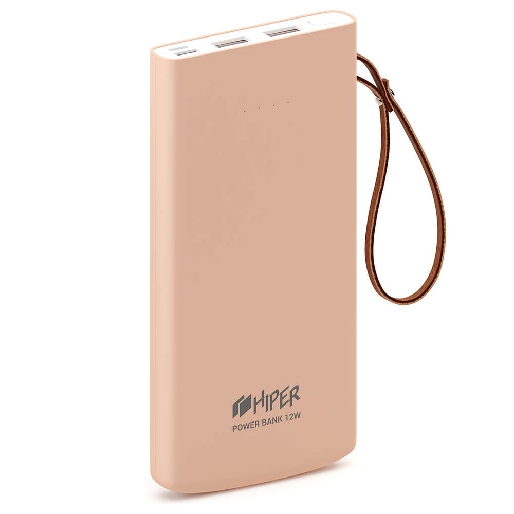 

Портативный аккумулятор (Powerbank) HIPER Travel10k, 10000mAh, 2xUSB, 2.4A, персиковый, Travel10k