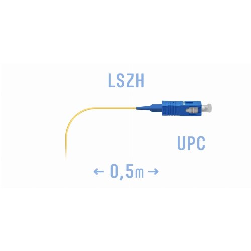 Пигтейл SNR, SC, одномодовый, 9/125, 50см, желтый (pigtail SC/UPC SM 0.5 m)