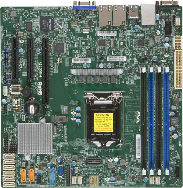 

Материнская плата Supermicro MBD-X11SSH-F, 1xSocket1151, iC236, 4xDDR4, PCI-Ex16, 2PCI-Ex8, 1xM.2-PCI-E, 8SATA3 RAID 0/1/5/10, 2GLAN, 6xUSB 2.0, 5xUSB 3.0, VGA, mATX, Bulk, MBD-X11SSH-F