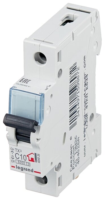 

Выключатель автоматический Legrand TX³ однополюсный (1P/1П) 10А C 6кА (404026)