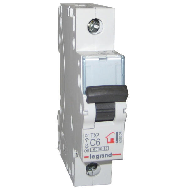 

Выключатель автоматический Legrand TX³ однополюсный (1P/1П) 6А C 6кА (404025)