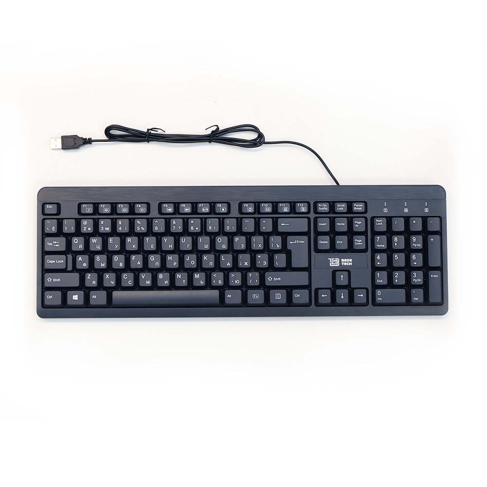 

Клавиатура проводная BaseTech KB101, мембранная, USB, черный (BT-KB101B), KB101
