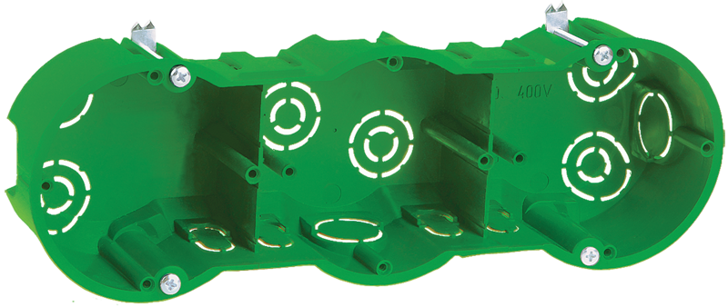Коробка установочная IEK КМ40024, 3-места ⌀70ммx45мм, для полых стен, зеленый (UKG30-212-070-045-M)