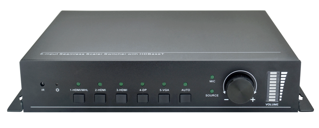 Масштабатор Digis SS-51TS, HDMI, 1920x1080 до 70м, HDMI/VGA/DP 5x1 HDBT + HDBT ресивер, 4K, HDMI loop, 1080p бесподрывный, MIC вход, де-эмбеддер, балансный стерео выход, HDCP 2.2, HDMI1.4, RS232, IR, TCP/IP, двусторонний PoH (SS-51TS)