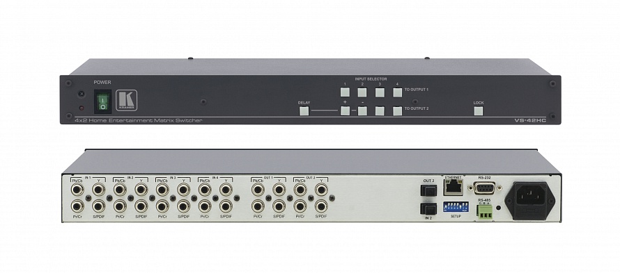 Матричный коммутатор Kramer VS-42HC, YUV (Y, Pb/Cb, Pr/Cr) , 4х2 для компонентных видеосигналов YUV (Y, Pb/Cb, Pr/Cr) и цифровых аудиосигналов S/PDIF, 200 МГц ( VS-42HC)