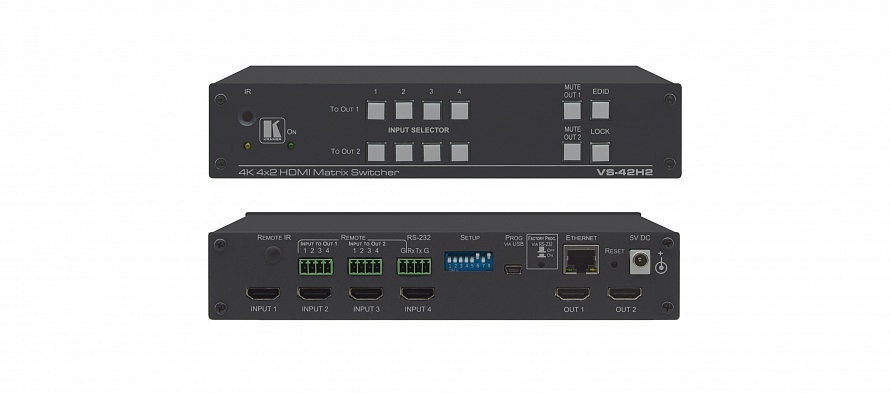 Матричный коммутатор Kramer VS-42H2, HDMI, 3840x2160, 4х2 HDMI; поддержка 4K60 4:4:4 ( VS-42H2)
