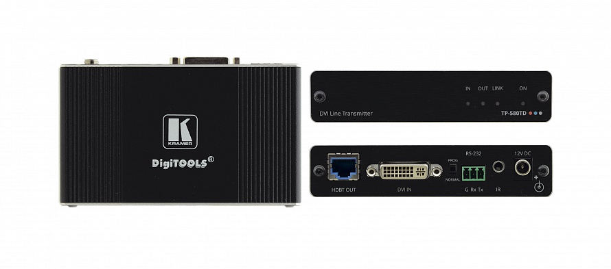 Передатчик Kramer TP-580TD, DVI, 3840x2160 до 70м, HDMI, RS-232 и ИК по витой паре HDBaseT с разъемом DVI-I; 4:2:0 (TP-580TD)
