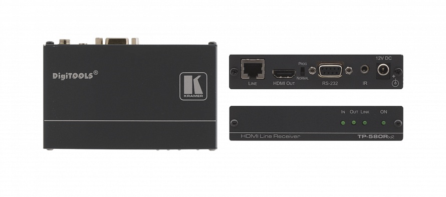Приемник Kramer TP-580RXR, HDMI, 3840x2160 до 180м, RS-232 и ИК из кабеля витой пары (TP) ( TP-580RXR)