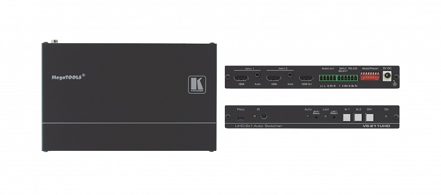 Коммутатор HDMI Kramer VS-211UHD, HDMI, 3840x2160, 2х1 HDMI с автоматической коммутацией; автокоммутация по наличию сигнала, поддержка 4K, HDMI 2.0 (VS-211UHD)