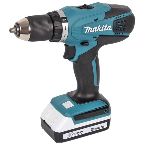 Дрель-шуруповерт Makita DF457DWEX8, аккумуляторный, 42 Н·м, 1400 об/мин, 18V, 1.5 А·ч, Li-Ion, два акб, быстрозажимной патрон, 1.7кг