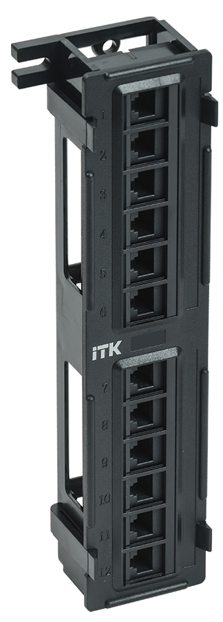 

Патч-панель настенная 1U, порты: 12 x RJ-45 кат. 6, черный, ITK (PP12-C6U-D05)