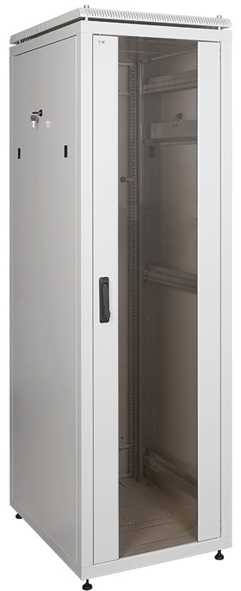 Шкаф телекоммуникационный напольный 42U 600x800 мм, стекло, серый, разобраный (4 места), ITK LINEA N (LN35-42U68-G)