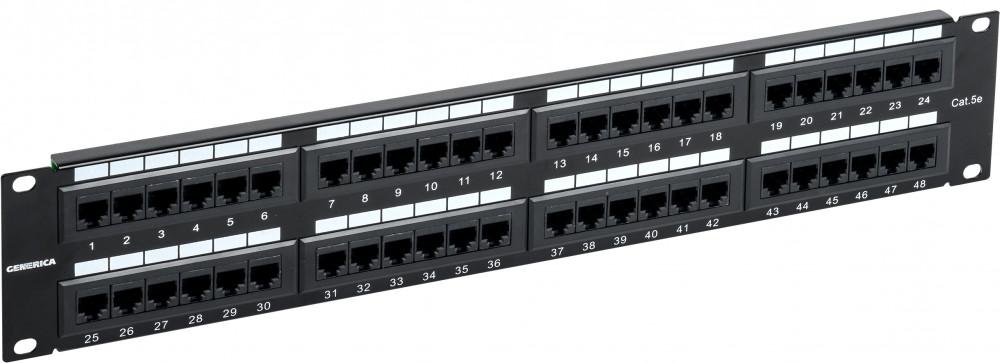 Патч-панель в шкаф 19" 2U, порты: 48xRJ-45 кат. 5e, ITK