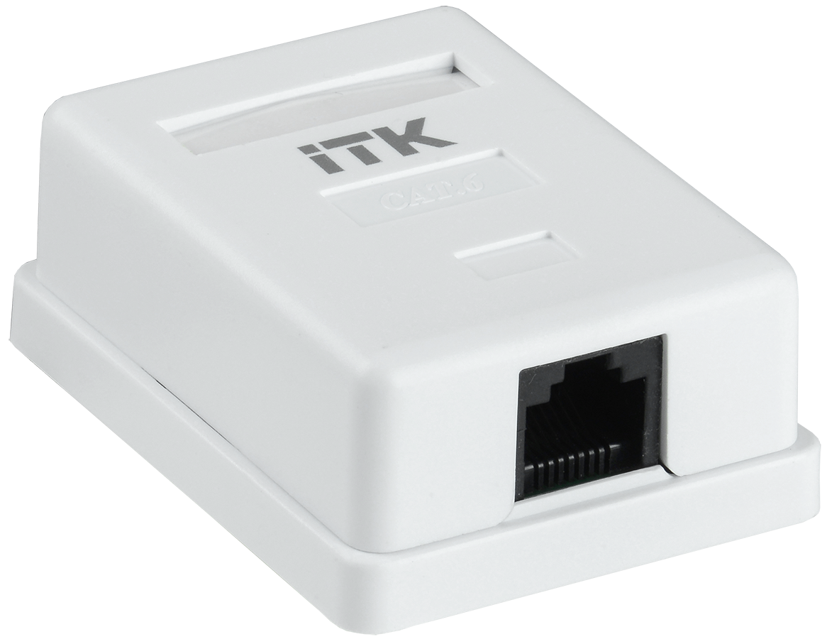 Розетка RJ-45 открытый монтаж категория 6 UTP белый ITK CS2-1C06U-12 223₽