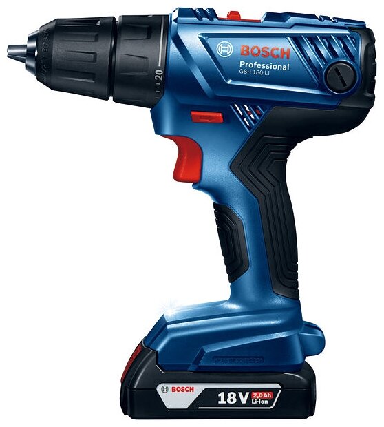 

Дрель-шуруповерт Bosch GSR 180-LI, аккумуляторный, 54 нм, 1700 об/мин, 18V, 2 А·ч, Li-Ion, два акб, быстрозажимной патрон, кейс, 1.6 кг (06019F8123), GSR 180-LI