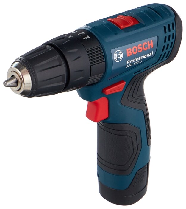 

Дрель-шуруповерт Bosch GSB 120-LI, аккумуляторный, 30 нм, 1500 об/мин, 12V, 2 А·ч, Li-Ion, два акб, быстрозажимной патрон, кейс, 900 г (06019G8100), GSB 120-LI
