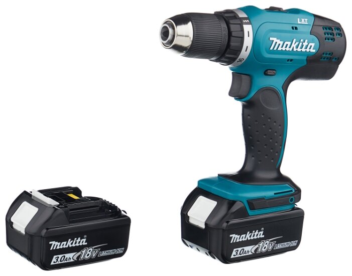 Дрель-шуруповерт Makita DDF453RFE, аккумуляторный, 42 нм, 1300 об/мин, 18V, 3 А·ч, Li-Ion, два акб, быстрозажимной патрон, кейс, 1.8 кг