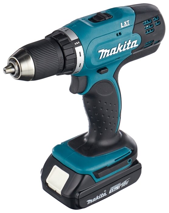 Дрель-шуруповерт Makita DDF453SYX4, аккумуляторный, 42 нм, 1300 об/мин, 18V, 1.5 А·ч, Li-Ion, два акб, быстрозажимной патрон, 1.6 кг