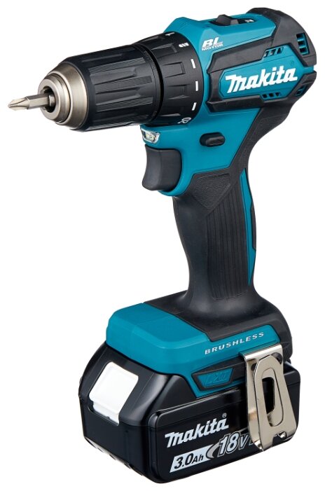 Дрель-шуруповерт Makita DDF483RFE, аккумуляторный, 40 Н·м, 1700 об/мин, 18V, 3 А·ч, Li-Ion, два акб, быстрозажимной патрон, кейс, 1.5кг