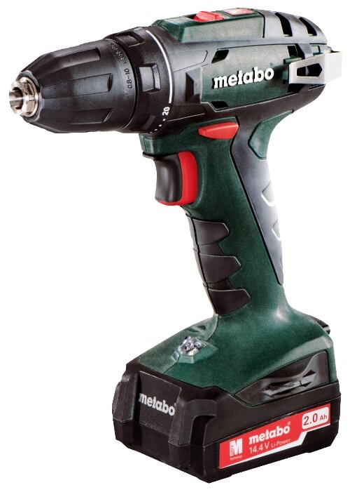 Дрель-шуруповерт Metabo BS 14.4 Set, аккумуляторный, 40 Н·м, 1500 об/мин, 14.4V, 2 А·ч, Li-Ion, два акб, быстрозажимной патрон, кейс, 1.2кг (602206880)