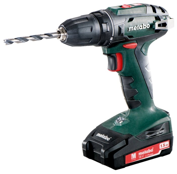 

Дрель-шуруповерт Metabo BS 18, аккумуляторный, 48 Н·м, 1600 об/мин, 18V, 1.5 А·ч, Li-Ion, два акб, быстрозажимной патрон, кейс, 1.3кг (602207550), BS 18