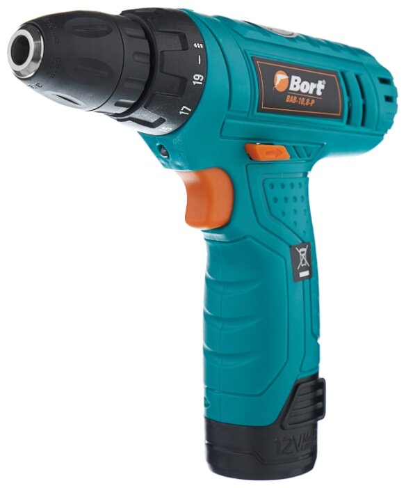 

Дрель-шуруповерт Bort BAB-10.8-P, аккумуляторный, 18 Н·м, 550 об/мин, 10.8V, 1.3 А·ч, Li-Ion, быстрозажимной патрон, 1.1кг (91270016), BAB-10.8-P