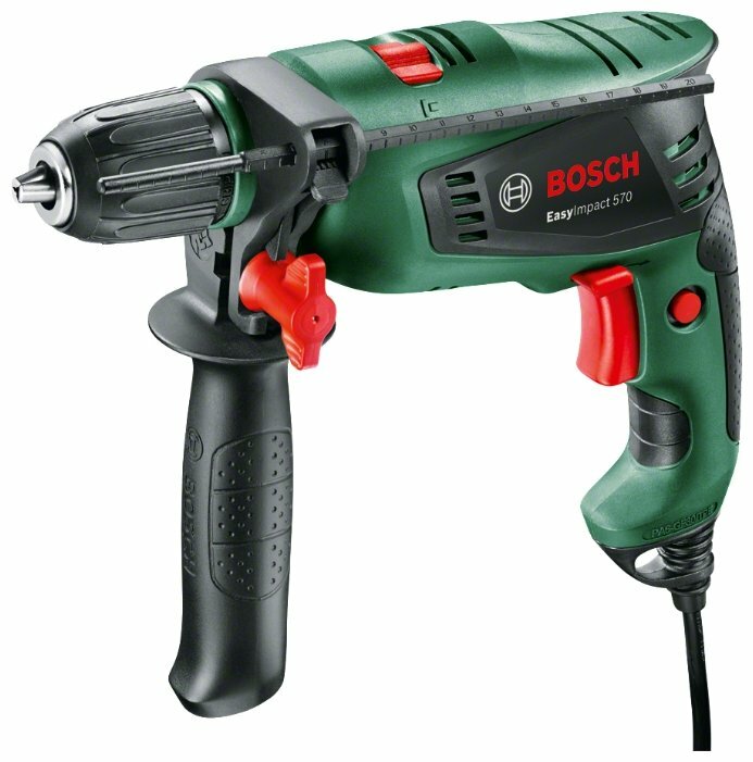 

Дрель BOSCH EasyImpact 570, сетевая, 570Вт, 12 Н·м, 3000 об/мин, ударная, быстрозажимной патрон, кейс, 1.6кг (0603130120), EasyImpact 570