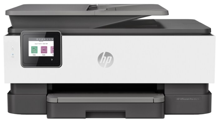 МФУ струйный HP OfficeJet 8023, A4, цветной, 29стр/мин (A4 ч/б), 25стр/мин (A4 цв.), 1200x1200dpi, дуплекс, АПД-35 листов, Wi-Fi, USB (1KR64B) - фото 1