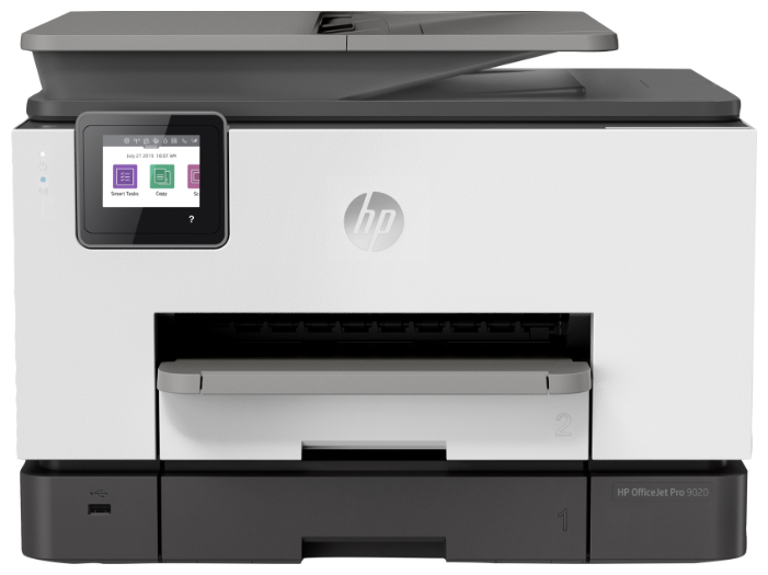 МФУ струйный HP OfficeJet Pro 9020, A4, цветной, 24стр/мин (A4 ч/б), 20стр/мин (A4 цв.), 1200x1200dpi, дуплекс, ДАПД-35 листов, факс, USB (1MR78B) - фото 1