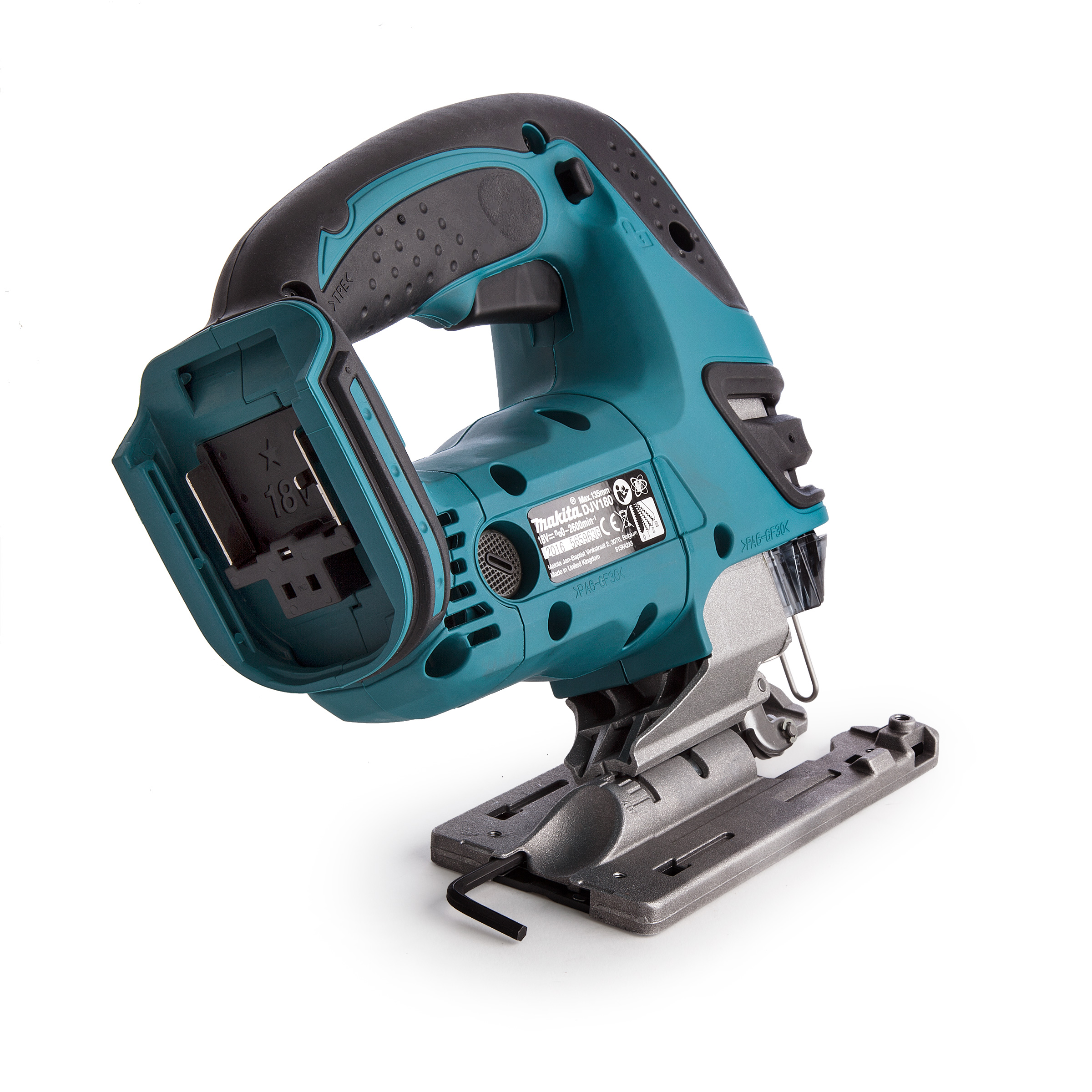 Электролобзик Makita DJV180Z, маятниковый ход, Работа от аккумулятора, регулировка частоты хода