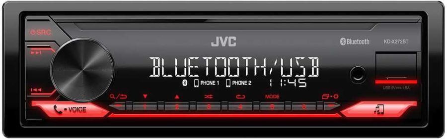 

Автомагнитола JVC KD-X272BT, 1 DIN, 4x50 Вт, USB, Bluetooth, черный (KD-X272BT), KD-X272BT