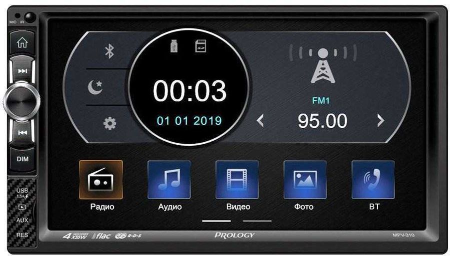 Автомагнитола Prology MPV-310, 2 DIN, 4x55 Вт, черный