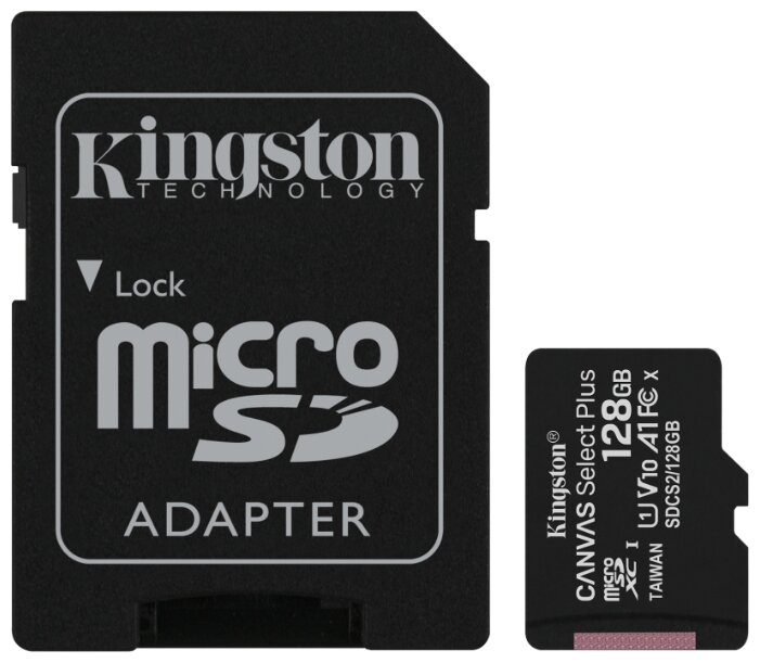 Карта памяти microSDXC Kingston 128Gb Class 10 UHS-I U1 (SDCS2/128GB)