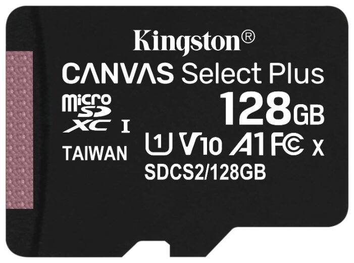 

Карта памяти 128Gb microSDXC Kingston Canvas Select Plus Class 10 UHS-I U1 A1 (SDCS2/128GBSP), SDCS2/128GBSP