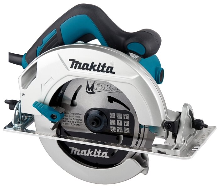 

Дисковая пила Makita HS7601X1, 1.2 кВт, 5200 об/мин, диаметр диска 19 см, HS7601X1