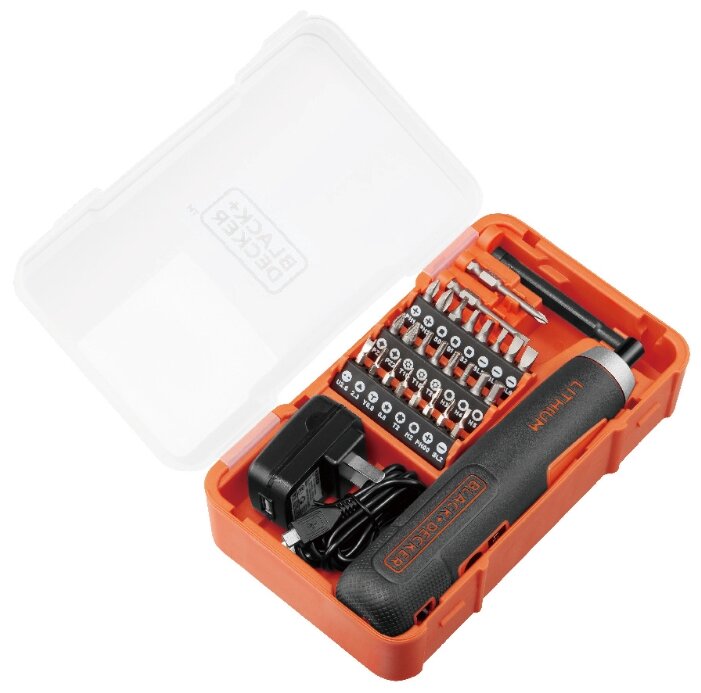 

Аккумуляторная отвертка BLACK+DECKER BD40K27-RU, 5 Н·м, 320 об/мин, Li-Ion, 3.6В, 1.5 А·ч, реверс, BD40K27-RU