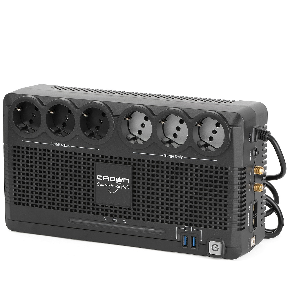 

ИБП CROWN CMUS-165 EURO, 650 VA, 390 Вт, EURO, розеток - 6, USB, черный (CM000003140), CMUS-165 EURO
