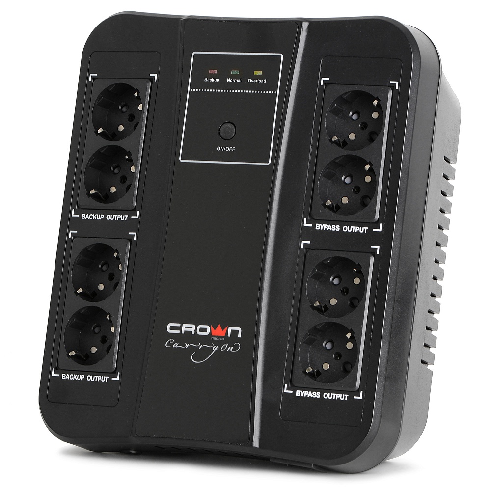 ИБП CROWN CMUS-255 EURO SMART, 650 VA, 390 Вт, черный