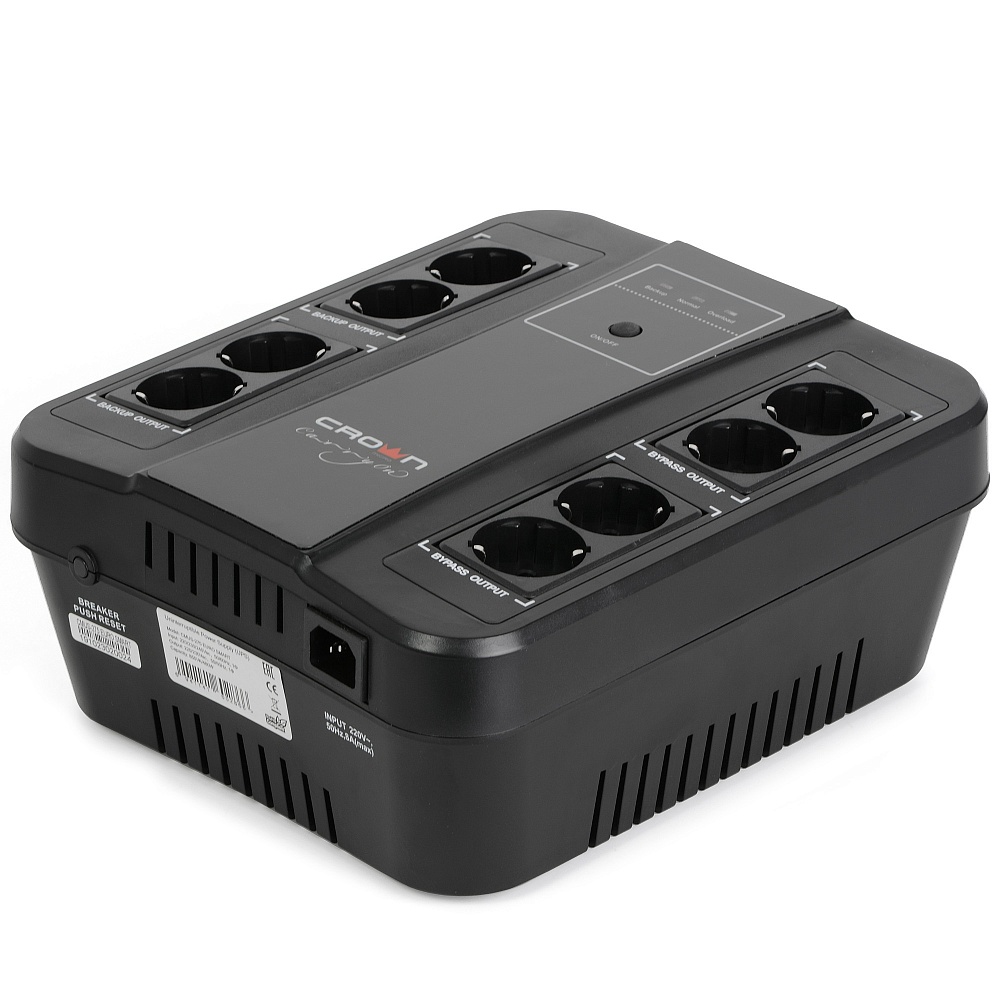 

ИБП CROWN CMUS-275 EURO SMART, 850 VA, 480 Вт, EURO, розеток - 8, USB, черный (CM000003159), CMUS-275 EURO SMART