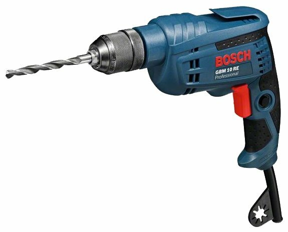 Дрель BOSCH GBM 10 RE, сетевая, 600 Вт, 20 нм, 2600 об/мин, быстрозажимной патрон, 1.7 кг (0601473600)