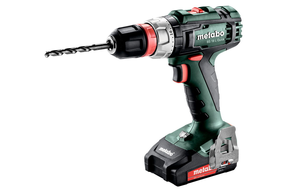 

Дрель-шуруповерт Metabo BS 18 L Quick, аккумуляторный, 50 Н·м, 1800 об/мин, 18V, 2 А·ч, Li-Ion, два акб, быстрозажимной патрон, кейс, 1.6кг (602320500), BS 18 L Quick