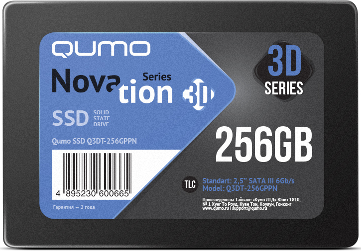 

Твердотельный накопитель (SSD) Qumo 256Gb Novation, 2.5", SATA3 (Q3DT-256GPPN)