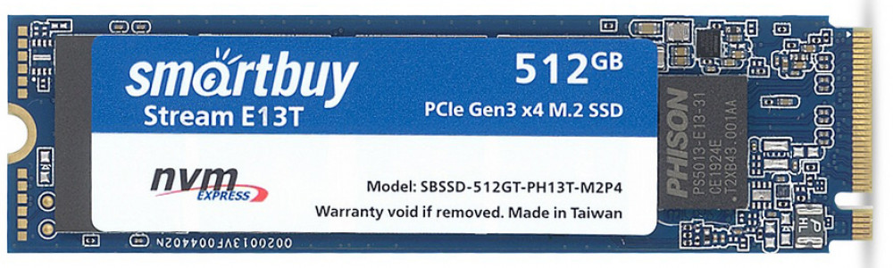 

Твердотельный накопитель (SSD) SmartBuy 512Gb Stream E13T, 2280, M.2, NVMe (SBSSD-512GT-PH13T-M2P4)