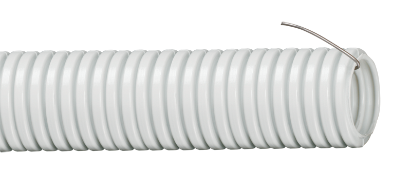 Труба гофрированная IEK, 20мм / 14.2мм, 25м, с протяжкой, ПВХ, серый (CTG20-20-K41-025I)