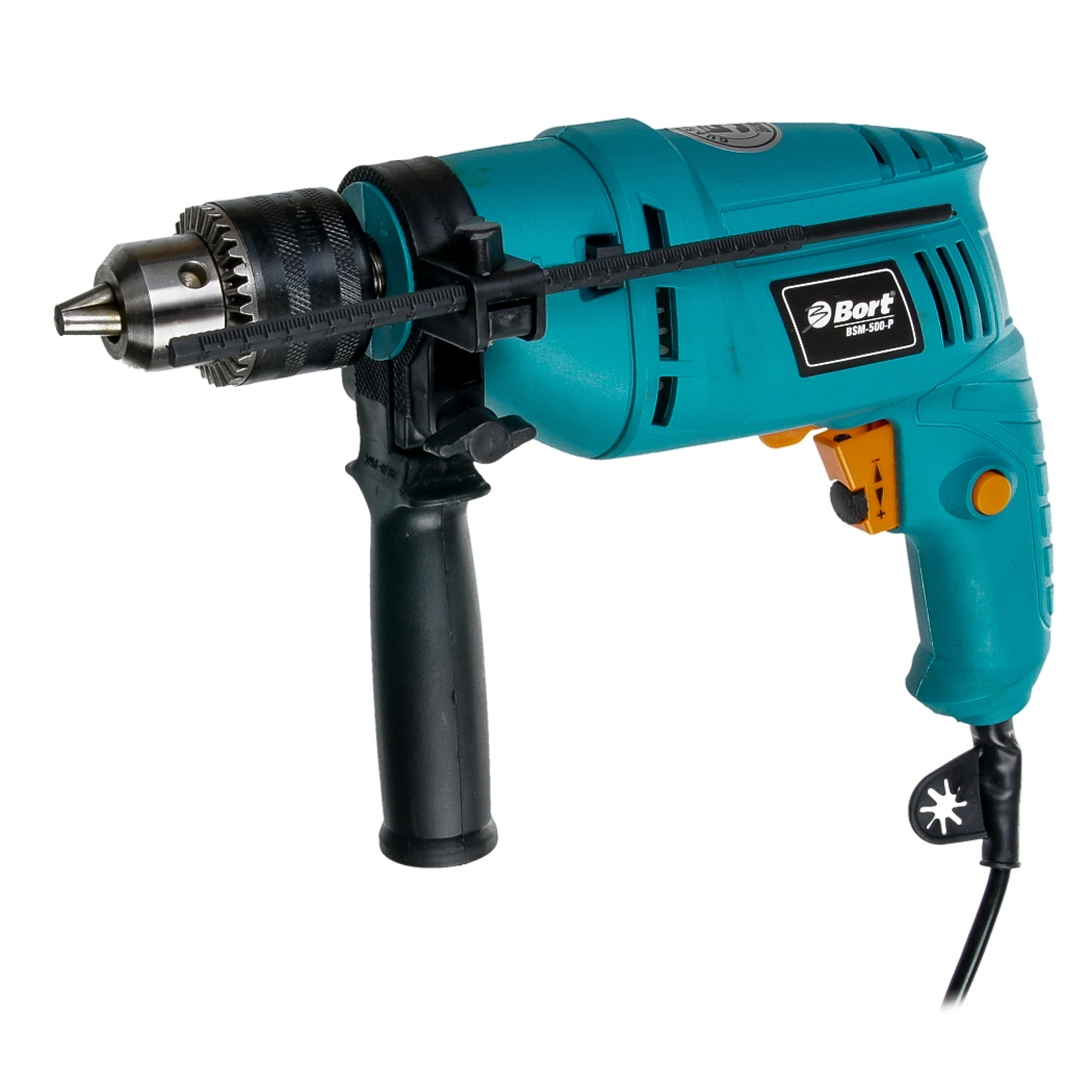 

Дрель Bort BSM-500-P, сетевая, 500 Вт, 3000 об/мин, ударная, 1.55 кг (93729080), BSM-500-P