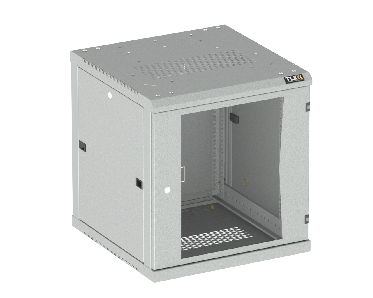 Шкаф телекоммуникационный настенный 9U 600x600 мм, стекло/металл, серый, разборный, TLK TWC (TWC-096060-R-G-GY)