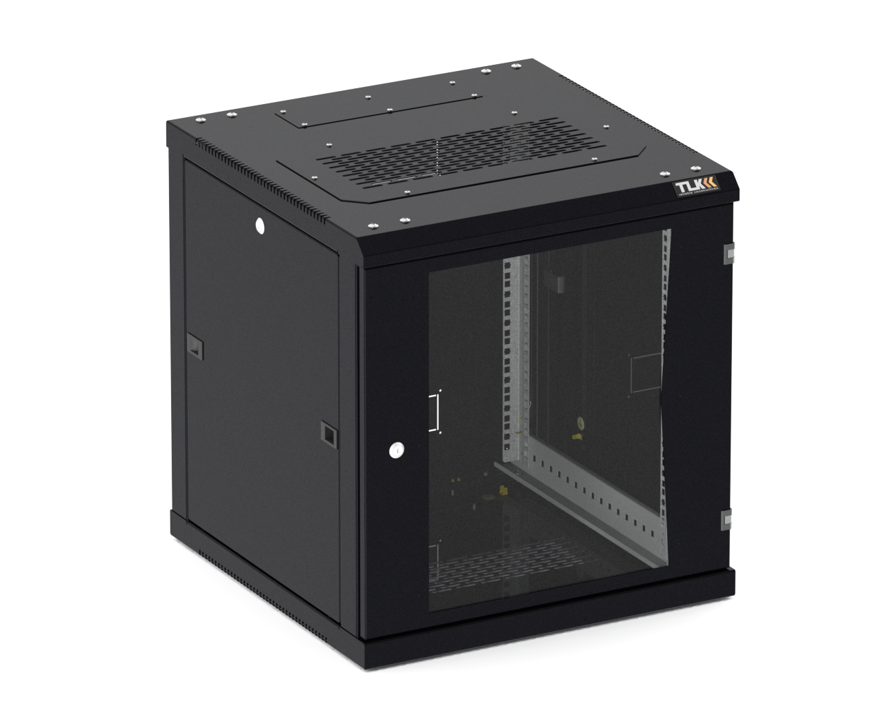 Шкаф телекоммуникационный настенный 9U 600x600 мм, стекло/металл, черный, разборный, TLK TWC (TWC-096060-R-G-BK)