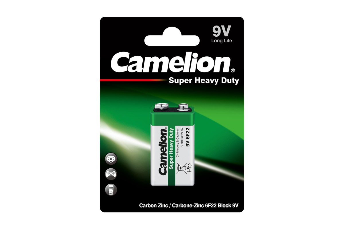 Батарейка Camelion Green, крона (6LR61/6LF22/1604A/1604S/6F22), 9V, 1 шт